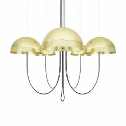 Alegre Brass Dome Chandelier, Five Light