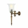 Allen Ornate Brass Wall Light With Etched Victorian Glass Shade