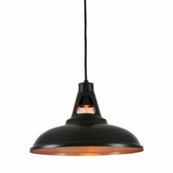 Alma Vintage Black And Copper Pendant Light 12.2"