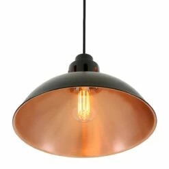 Bessemer Vintage Black And Copper Pendant Light 11.8" -Home-Lighting Sale bessemer pendant 12660