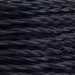 Black Fabric Braided Cable, 2 Core Twisted