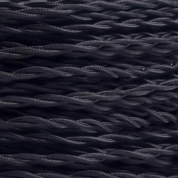 Black Fabric Braided Cable, 3 Core Twisted 3 Black Fabric Braided Cable, 3 Core Twisted