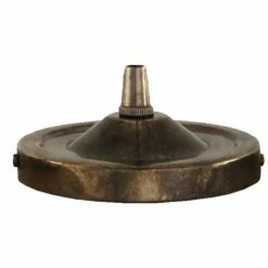 Brass Ceiling Rose Light Fitting, Flat Round With Cord Grip