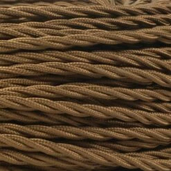 Brown Fabric Braided Cable, 2 Core Twisted