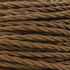 Brown Fabric Braided Cable, 3 Core Twisted