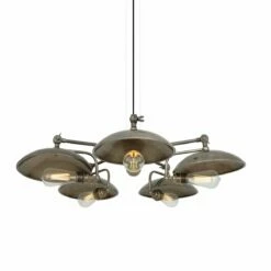 Chulainn B Industrial Dish Chandelier, Five-Arm -Home-Lighting Sale cullen b five arm industrial dish chandelier 11227