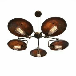Chulainn B Industrial Dish Chandelier, Five-Arm -Home-Lighting Sale cullen b five arm industrial dish chandelier 11241