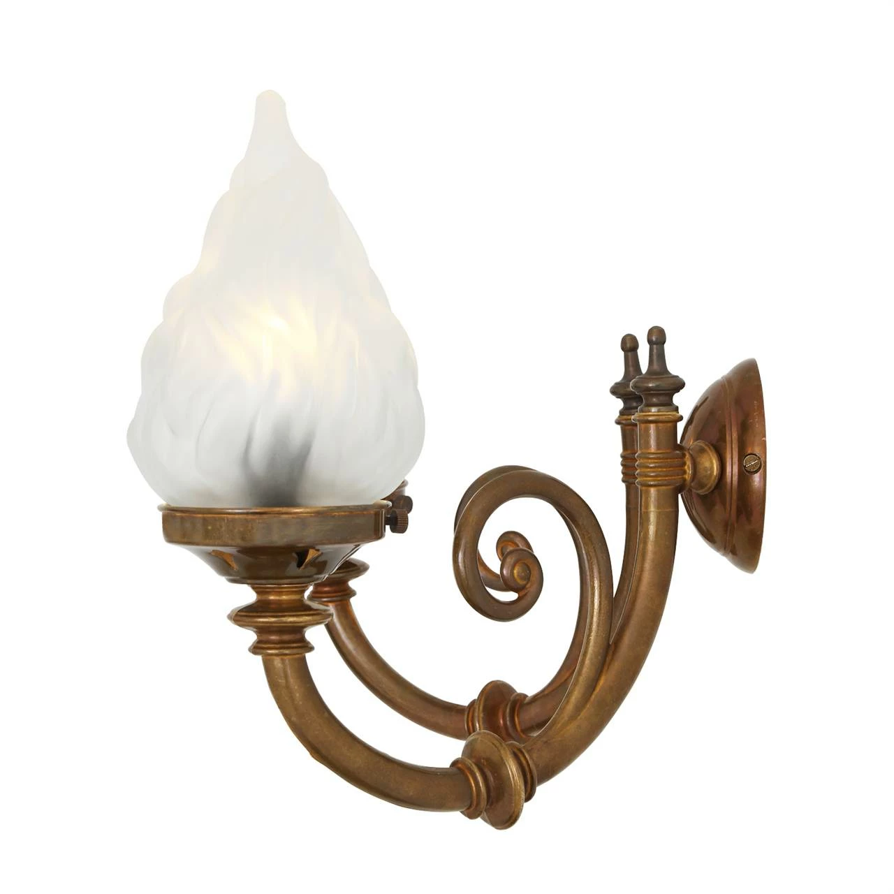 Darwin Two-Arm Traditional Wall Light With Flame Glass Lamp Shades 5 Darwin Two-Arm Traditional Wall Light With Flame Glass Lamp Shades - Image 3