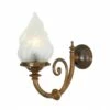 Darwin Traditional Brass Wall Light With Flame Glass Lamp Shade