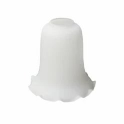 White Crimped Edge Bell Glass Lamp Shade 6.1"
