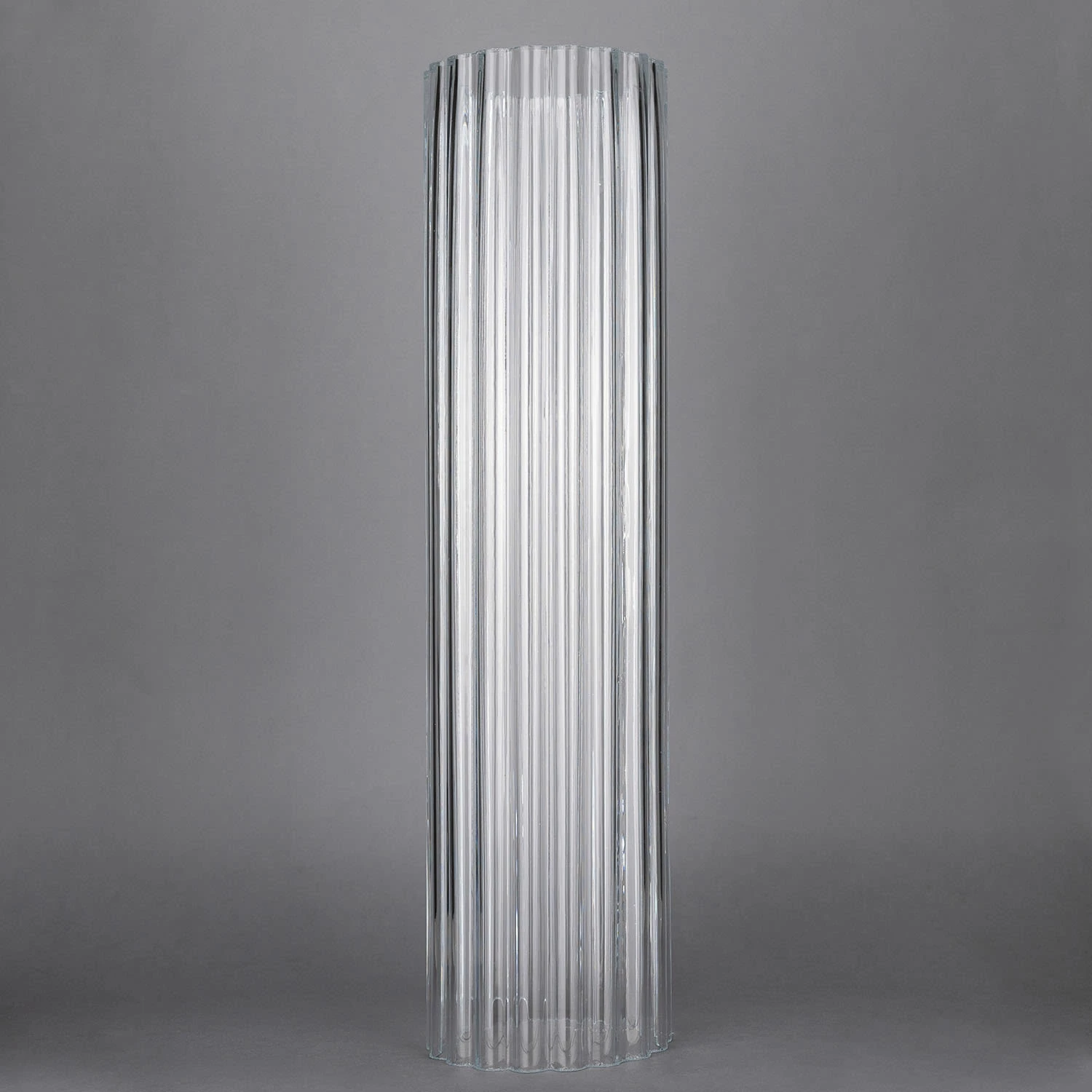 Tall Reeded Tube Glass Lamp Shade 3.8" 3 Tall Reeded Tube Glass Lamp Shade 3.8"