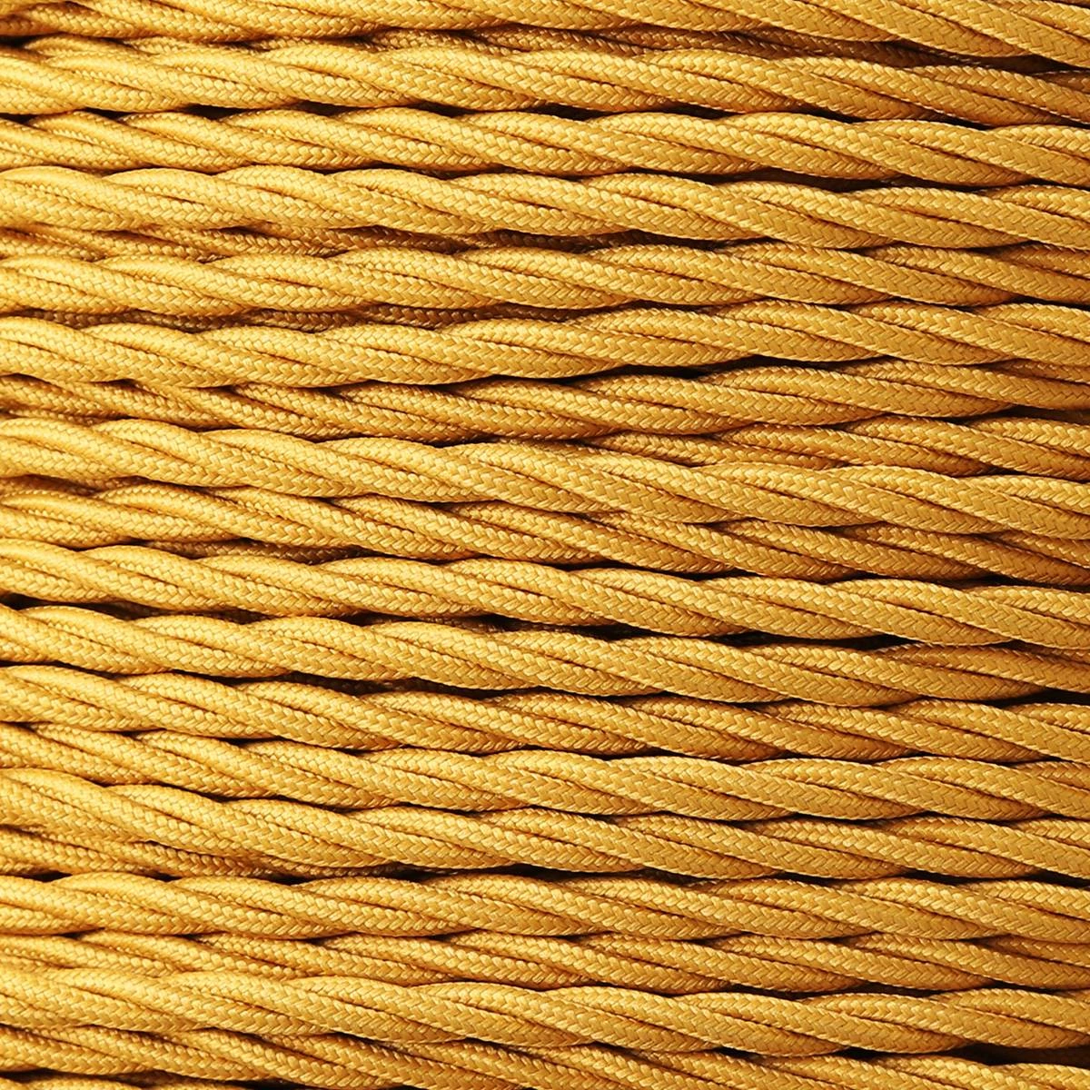 Gold Fabric Braided Cable, 3 Core Twisted 3 Gold Fabric Braided Cable, 3 Core Twisted