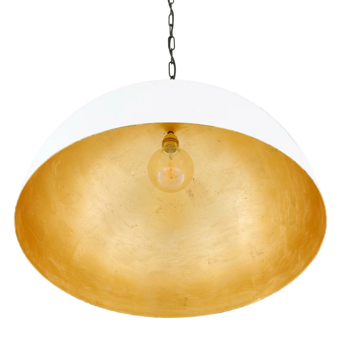 Goma Large White Dome And Gold Leaf Pendant Light 28.7" 4 Goma Large White Dome And Gold Leaf Pendant Light 28.7" - Image 2