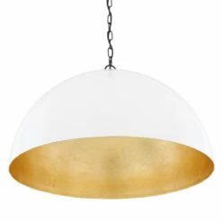 Goma Large White Dome And Gold Leaf Pendant Light 28.7" 11 Goma Large White Dome And Gold Leaf Pendant Light 28.7" -Home-Lighting Sale goma pendant 13101