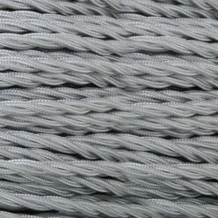 Grey Fabric Braided Cable, 3 Core Twisted