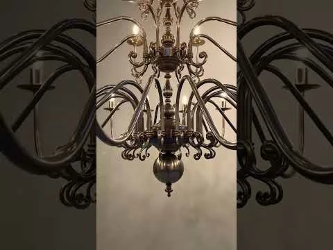Flemish Candle-Style Brass Three-Tier Chandelier, 32-Light 6 Flemish Candle-Style Brass Three-Tier Chandelier, 32-Light - Image 4