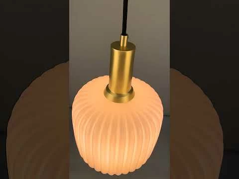 Nahla Reeded Glass And Brass Pendant 7.9", Clear Or Opal 5 Nahla Reeded Glass And Brass Pendant 7.9", Clear Or Opal - Image 3