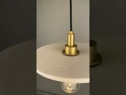 Bog Oak Organic Ceramic Disc Bathroom Pendant Light 11", Matte White Striped IP44 -Home-Lighting Sale hqdefault 8 54