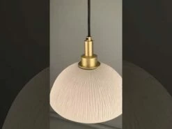 Kingii Ceramic Dome Bathroom Pendant Light 7.87", Matte White Striped IP44 -Home-Lighting Sale hqdefault 8 57