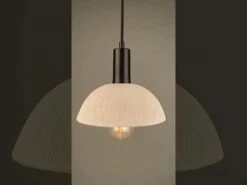 Kauri Organic Ceramic Dome Pendant Light 7.9", Matte White Striped -Home-Lighting Sale hqdefault 8 60