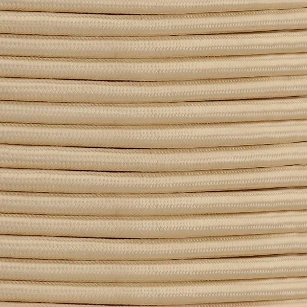 Ivory Fabric Braided Cable, 3 Core Round 3 Ivory Fabric Braided Cable, 3 Core Round