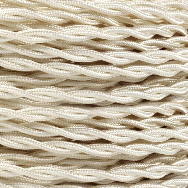 Ivory Fabric Braided Cable, 3 Core Twisted 3 Ivory Fabric Braided Cable, 3 Core Twisted