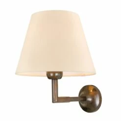 Kilkee Modern Brass Wall Light With Empire Fabric Shade