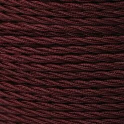 Maroon Fabric Braided Cable, 2 Core Twisted