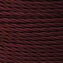 Maroon Fabric Braided Cable, 3 Core Twisted