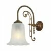 Medan Ornate Brass Wall Light With Opal Etched Glass Shade
