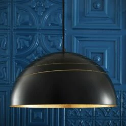 Midas Black Dome Gold Leaf Pendant Light 15.7" -Home-Lighting Sale midas designer gold leaf pendant light 9356
