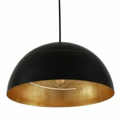 Midas Black Dome Gold Leaf Pendant Light 15.7" -Home-Lighting Sale midas designer gold leaf pendant light 9359
