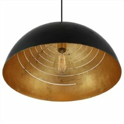 Midas Black Dome Gold Leaf Pendant Light 15.7" -Home-Lighting Sale midas designer gold leaf pendant light 9363