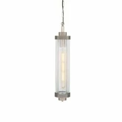 Louise Vintage Rippled Glass And Brass Bathroom Pendant IP44