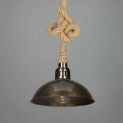 Tahiti Jute Rope Pendant Light With Vintage Brass Shade 11.8" IP65