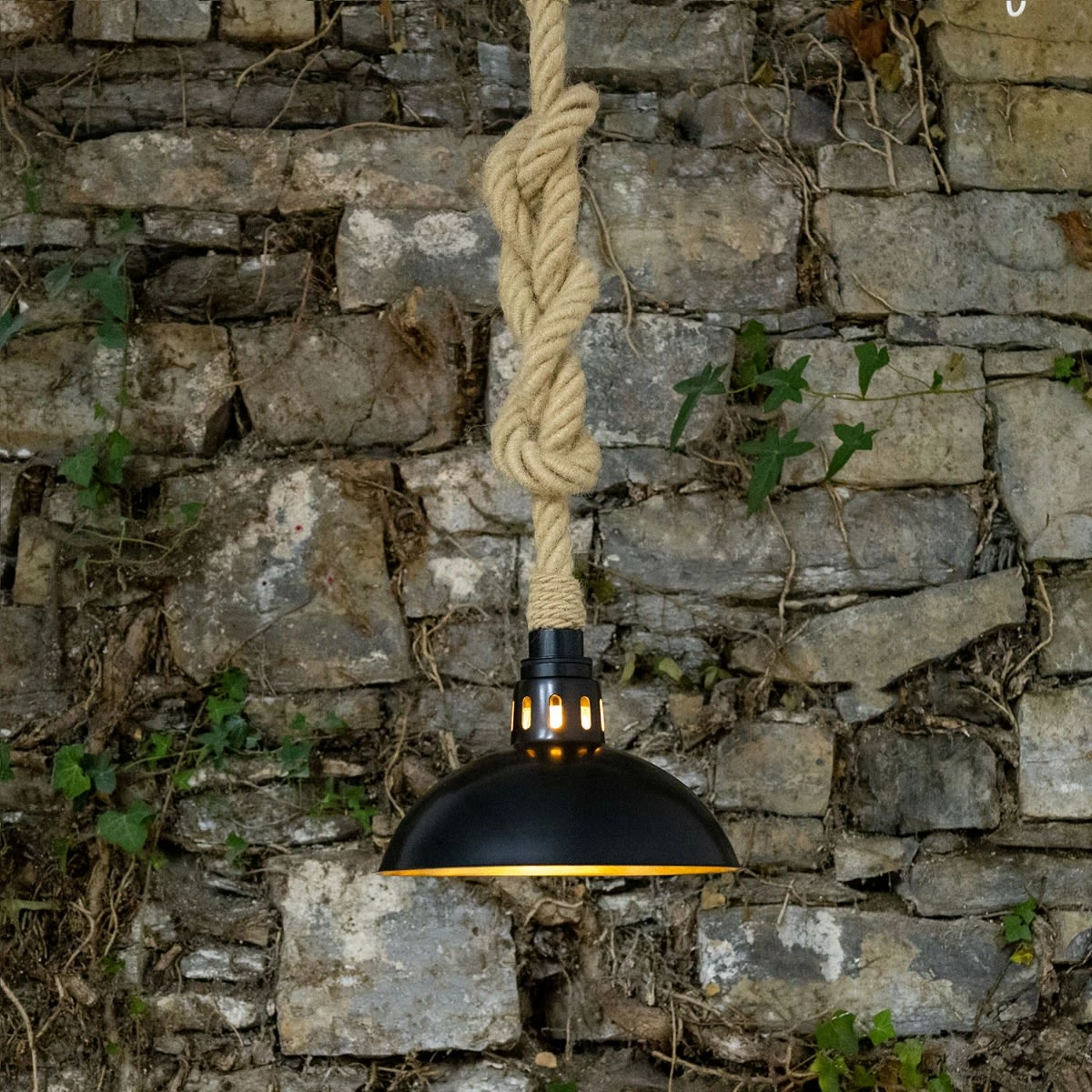 Tahiti Jute Rope Pendant Light With Vintage Brass Shade 11.8" IP65 15 Tahiti Jute Rope Pendant Light With Vintage Brass Shade 11.8" IP65 - Image 13