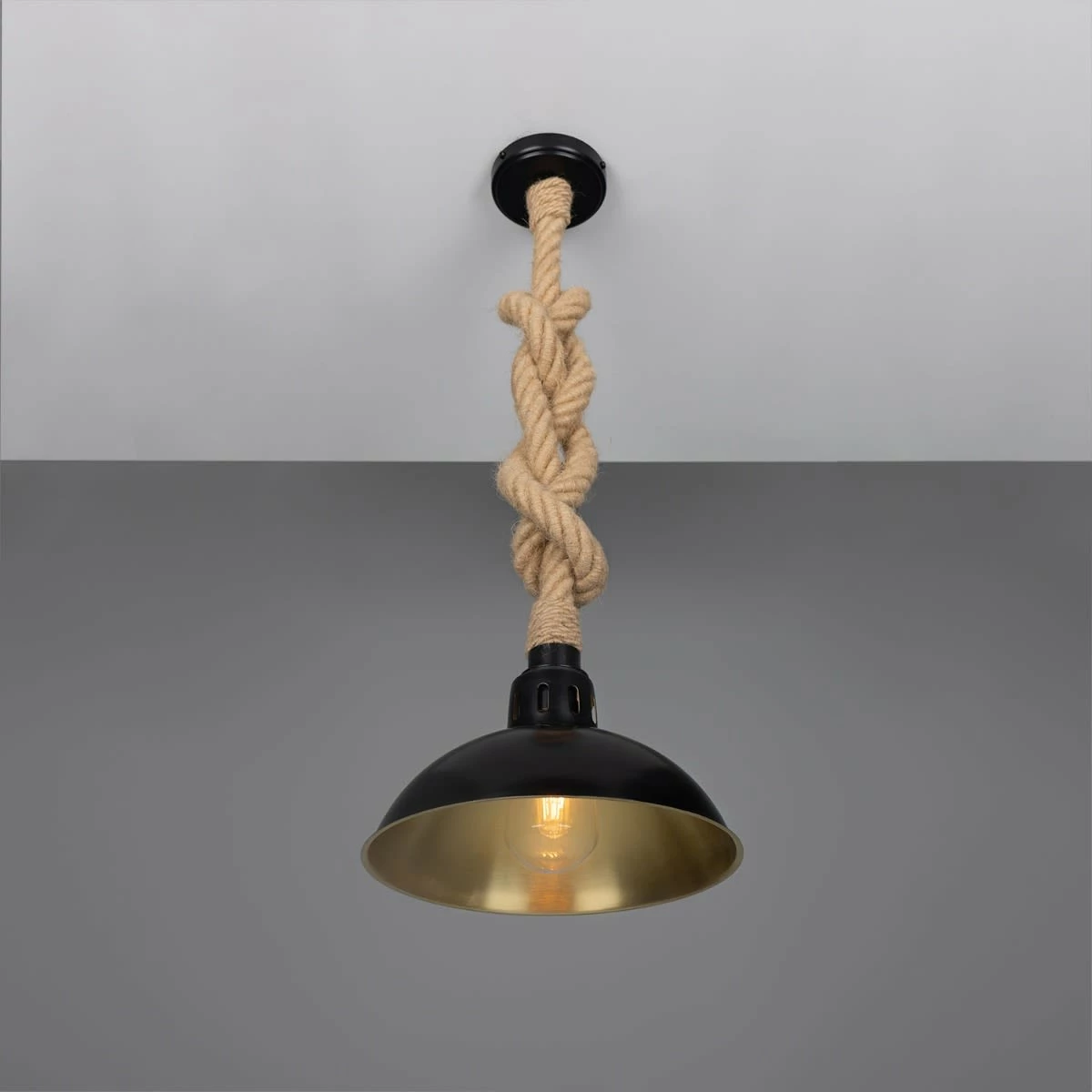 Tahiti Jute Rope Pendant Light With Vintage Brass Shade 11.8" IP65 10 Tahiti Jute Rope Pendant Light With Vintage Brass Shade 11.8" IP65 - Image 8