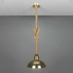 Tahiti Jute Rope Pendant Light With Vintage Brass Shade 11.8" IP65 28 Tahiti Jute Rope Pendant Light With Vintage Brass Shade 11.8" IP65 -Home-Lighting Sale mlbp053polbrs 2