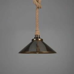 Naxos Jute Rope Pendant Light With Vintage Brass Shade 15" IP65 26 Naxos Jute Rope Pendant Light With Vintage Brass Shade 15" IP65 -Home-Lighting Sale mlbp054antbrs edit