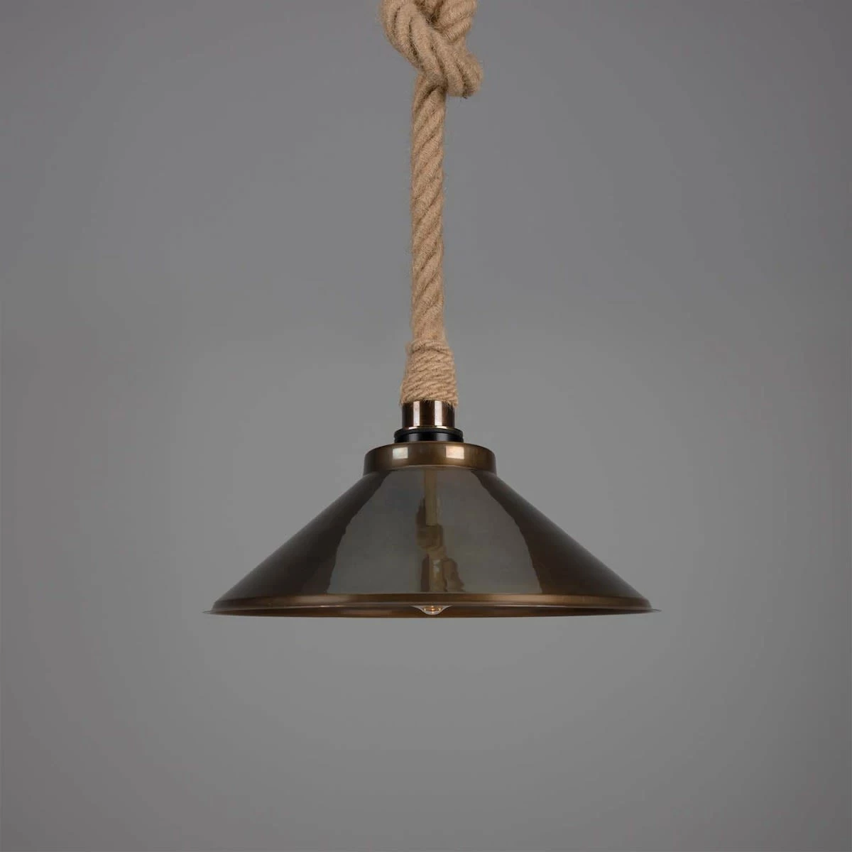 Naxos Jute Rope Pendant Light With Vintage Brass Shade 15" IP65 11 Naxos Jute Rope Pendant Light With Vintage Brass Shade 15" IP65 - Image 9