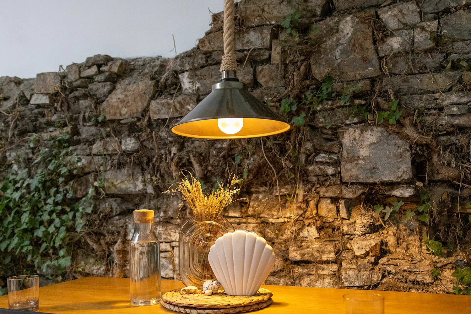 Naxos Jute Rope Pendant Light With Vintage Brass Shade 15" IP65 16 Naxos Jute Rope Pendant Light With Vintage Brass Shade 15" IP65 - Image 14