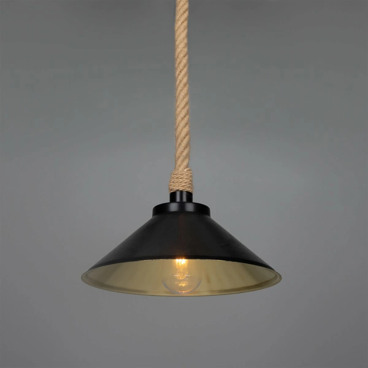 Naxos Jute Rope Pendant Light With Vintage Brass Shade 15" IP65 6 Naxos Jute Rope Pendant Light With Vintage Brass Shade 15" IP65 - Image 4