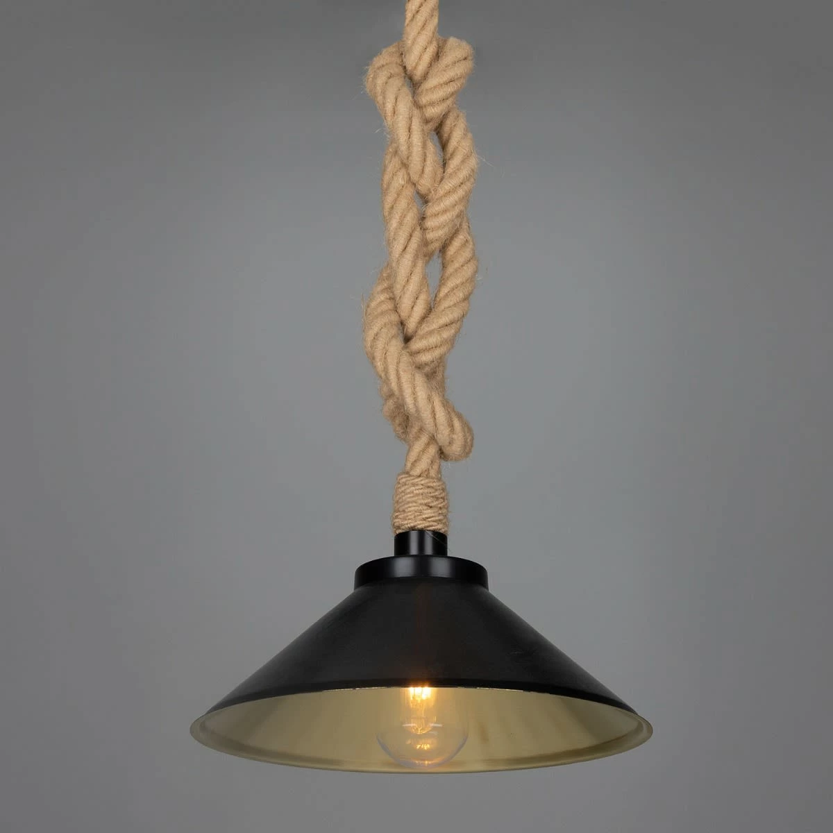 Naxos Jute Rope Pendant Light With Vintage Brass Shade 15" IP65 3 Naxos Jute Rope Pendant Light With Vintage Brass Shade 15" IP65