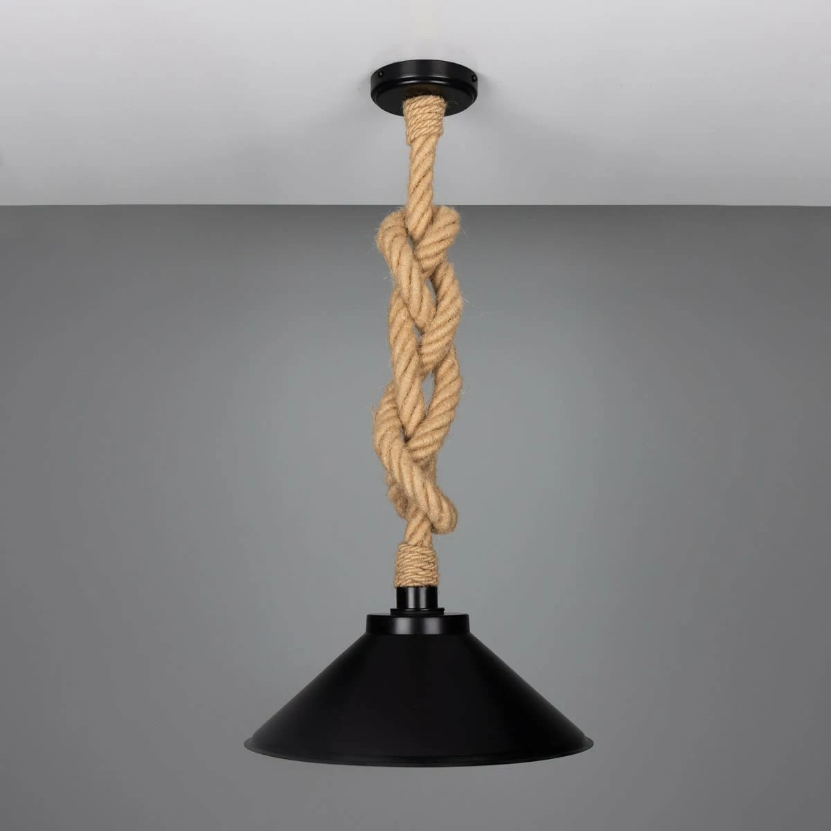 Naxos Jute Rope Pendant Light With Vintage Brass Shade 15" IP65 7 Naxos Jute Rope Pendant Light With Vintage Brass Shade 15" IP65 - Image 5