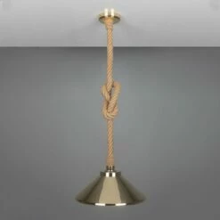 Naxos Jute Rope Pendant Light With Vintage Brass Shade 15" IP65 29 Naxos Jute Rope Pendant Light With Vintage Brass Shade 15" IP65 -Home-Lighting Sale mlbp054polbrs 1