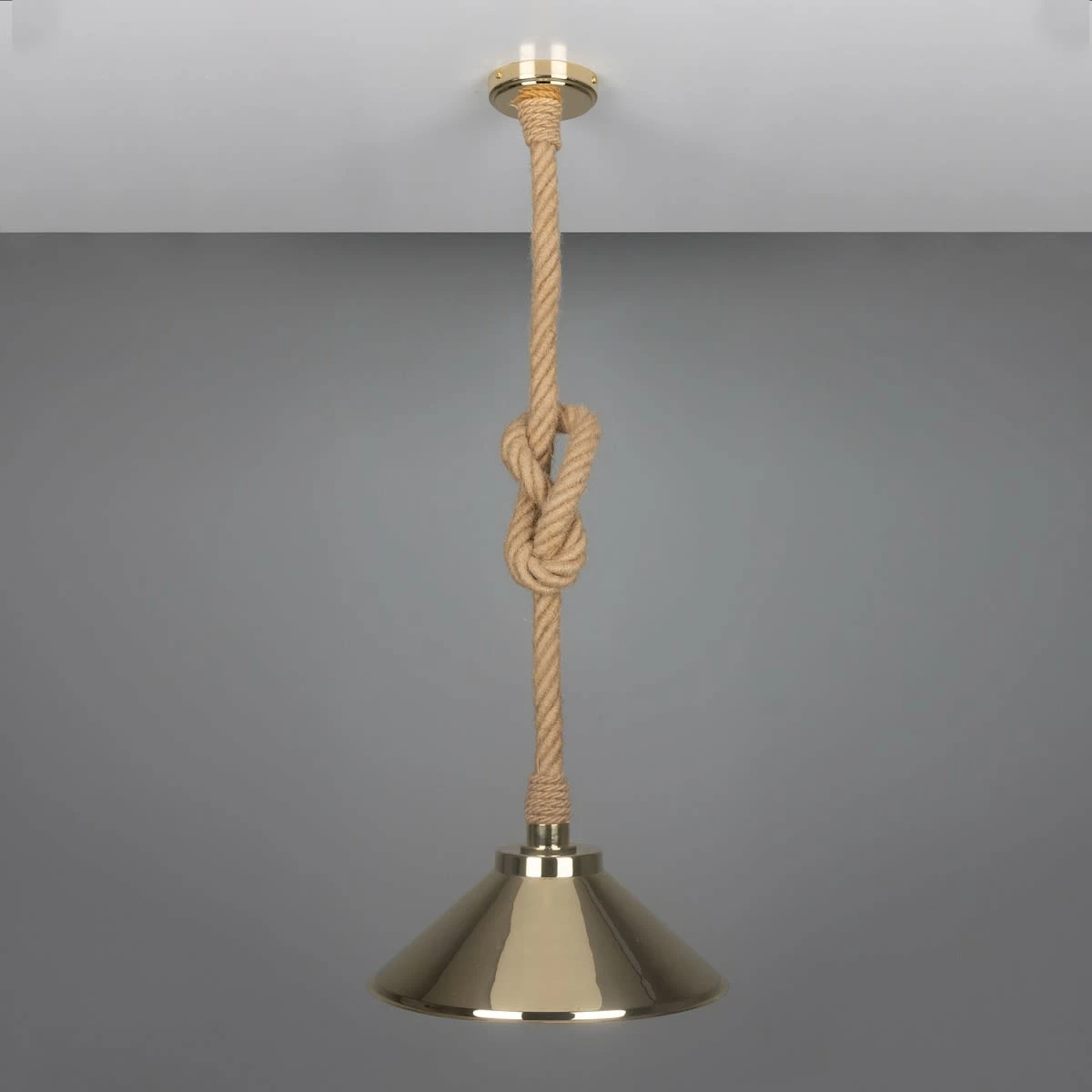 Naxos Jute Rope Pendant Light With Vintage Brass Shade 15" IP65 14 Naxos Jute Rope Pendant Light With Vintage Brass Shade 15" IP65 - Image 12