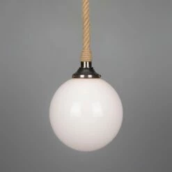 Azores Jute Rope Pendant Light With Opal Glass Globe 11.8" IP44 -Home-Lighting Sale mlbp055antbrs