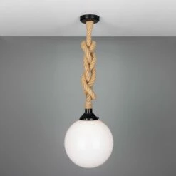 Azores Jute Rope Pendant Light With Opal Glass Globe 11.8" IP44 -Home-Lighting Sale mlbp055pcmbk 1