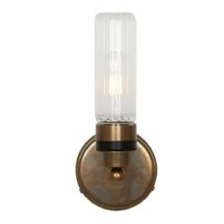 Firth Tube Glass And Brass Bathroom Wall Light IP65 -Home-Lighting Sale mlbwl146antbrspr