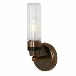 Firth Tube Glass And Brass Bathroom Wall Light IP65 -Home-Lighting Sale mlbwl146antbrspr 1